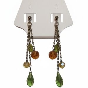Elegant Green and Orange Dangle Earrings